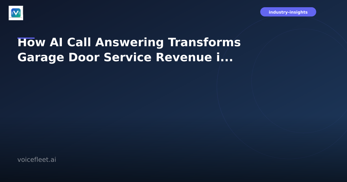 Garage door technician using smartphone with AI voice agent interface, modern service van in background