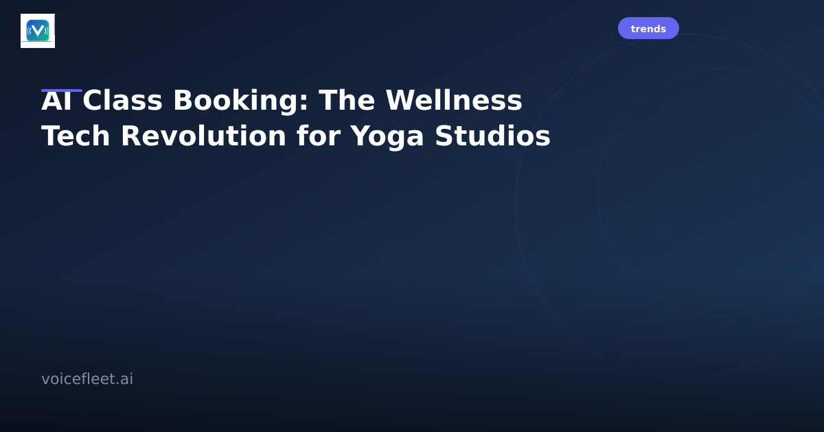 Modern yoga studio interior with digital technology interface showing AI-powered class booking system