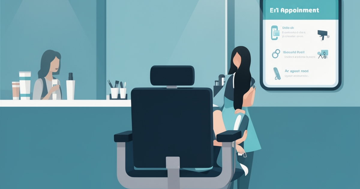 Modern nail salon with AI technology integration showing automated booking system and client consultation