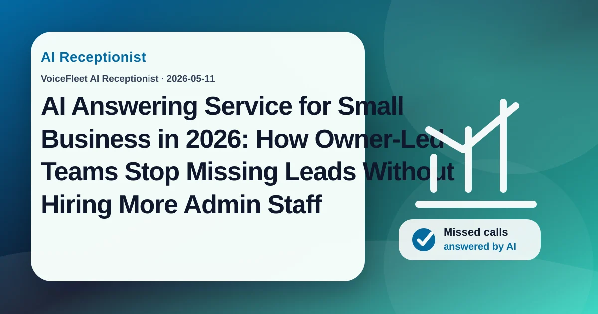 AI Answering Service for Small Business in 2026: How Owner-Led Teams Stop Missing Leads Without Hiring More Admin Staff — VoiceFleet blog illustration