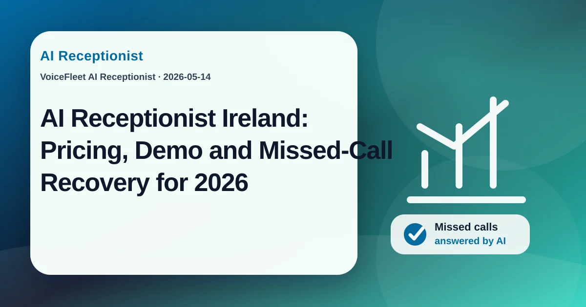 AI Receptionist Ireland: Pricing, Demo and Missed-Call Recovery for 2026 — VoiceFleet blog illustration