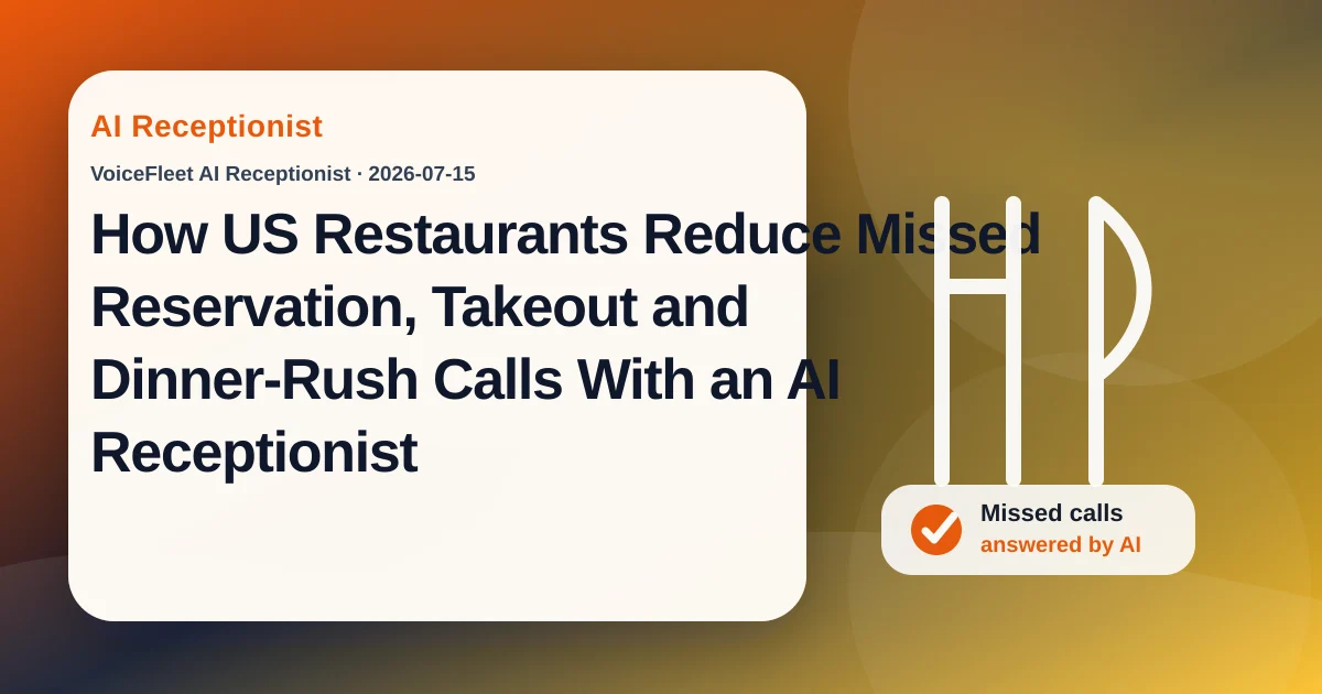 How US Restaurants Reduce Missed Reservation, Takeout and Dinner-Rush Calls With an AI Receptionist — VoiceFleet blog illustration