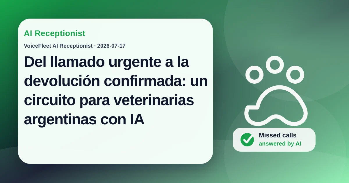 Del llamado urgente a la devolución confirmada: un circuito para veterinarias argentinas con IA — VoiceFleet blog illustration