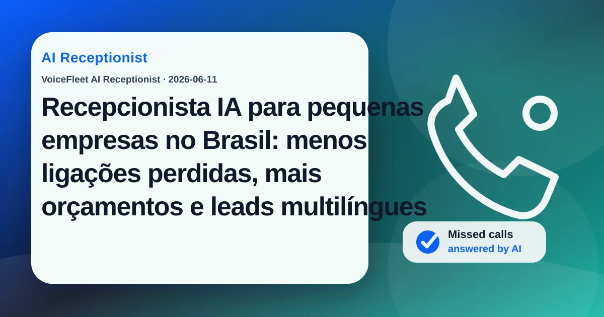 Recepcionista IA para pequenas empresas no Brasil: menos ligações perdidas, mais orçamentos e leads multilíngues — VoiceFleet blog illustration
