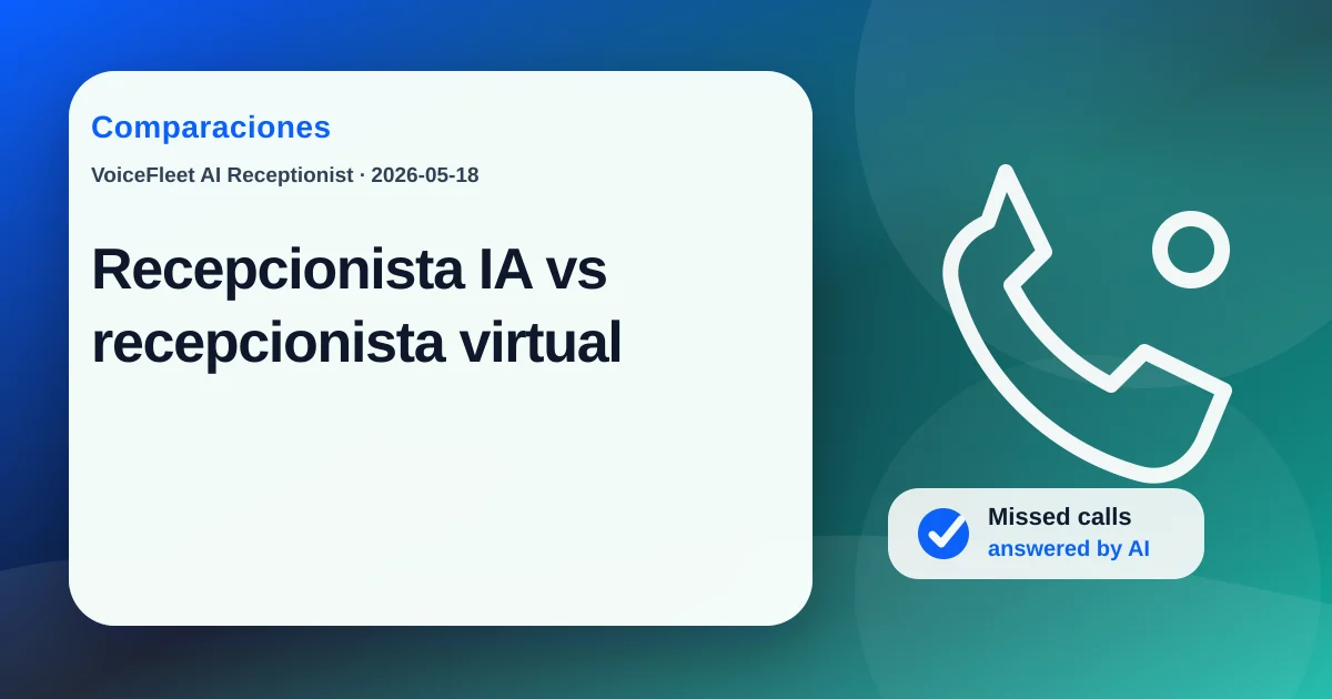 Recepcionista IA vs recepcionista virtual — VoiceFleet blog illustration