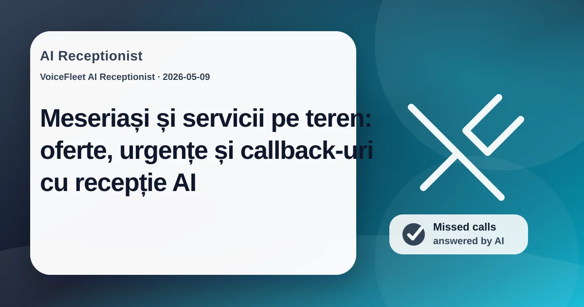 Meseriași și servicii pe teren: oferte, urgențe și callback-uri cu recepție AI — VoiceFleet blog illustration