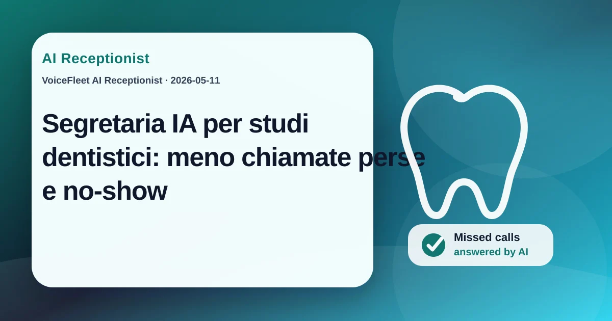 Segretaria IA per studi dentistici: meno chiamate perse e no-show — VoiceFleet blog illustration