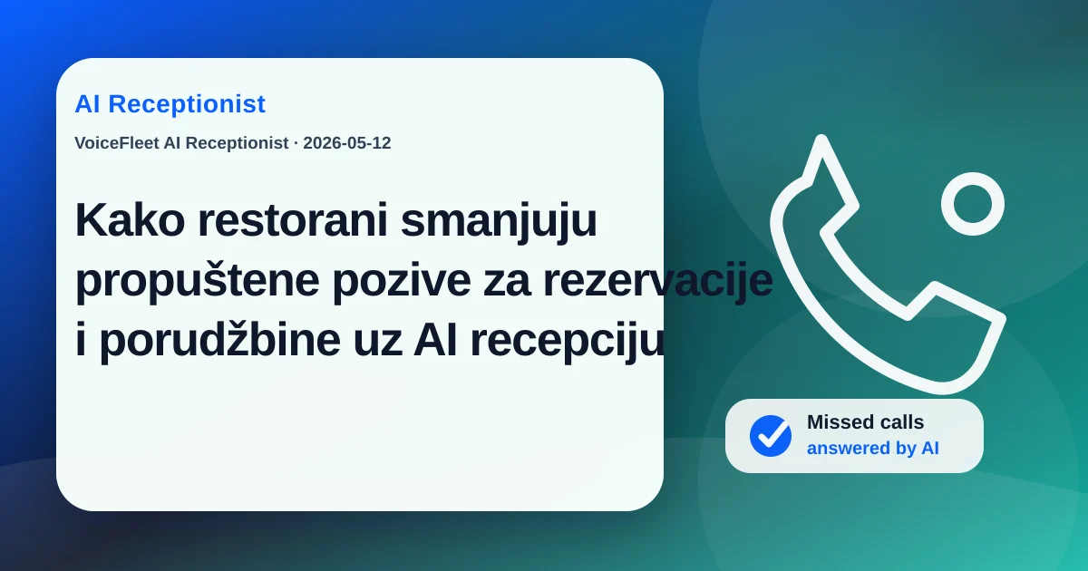 Kako restorani smanjuju propuštene pozive za rezervacije i porudžbine uz AI recepciju — VoiceFleet blog illustration