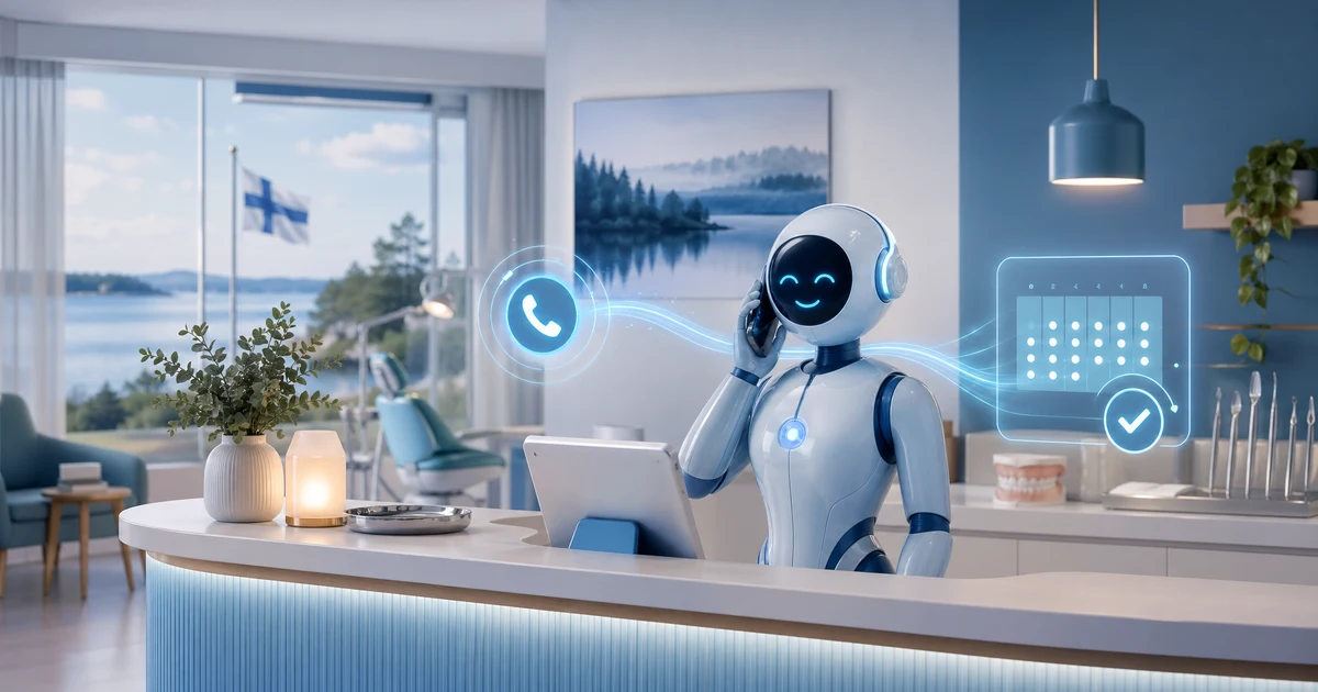 AI-puhelinvastaanottaja Hammaslääkäriasemille Suomessa: Ei Enää Vastaamattomia Puheluita — VoiceFleet blog illustration
