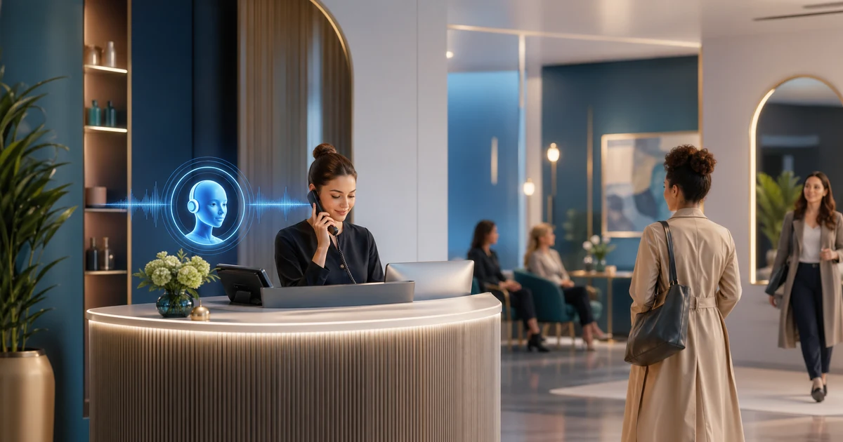 AI recepcija za salone u 2026: kako beauty biznisi smanjuju propuštene pozive, pomeranja termina i upite van radnog vremena — VoiceFleet blog illustration