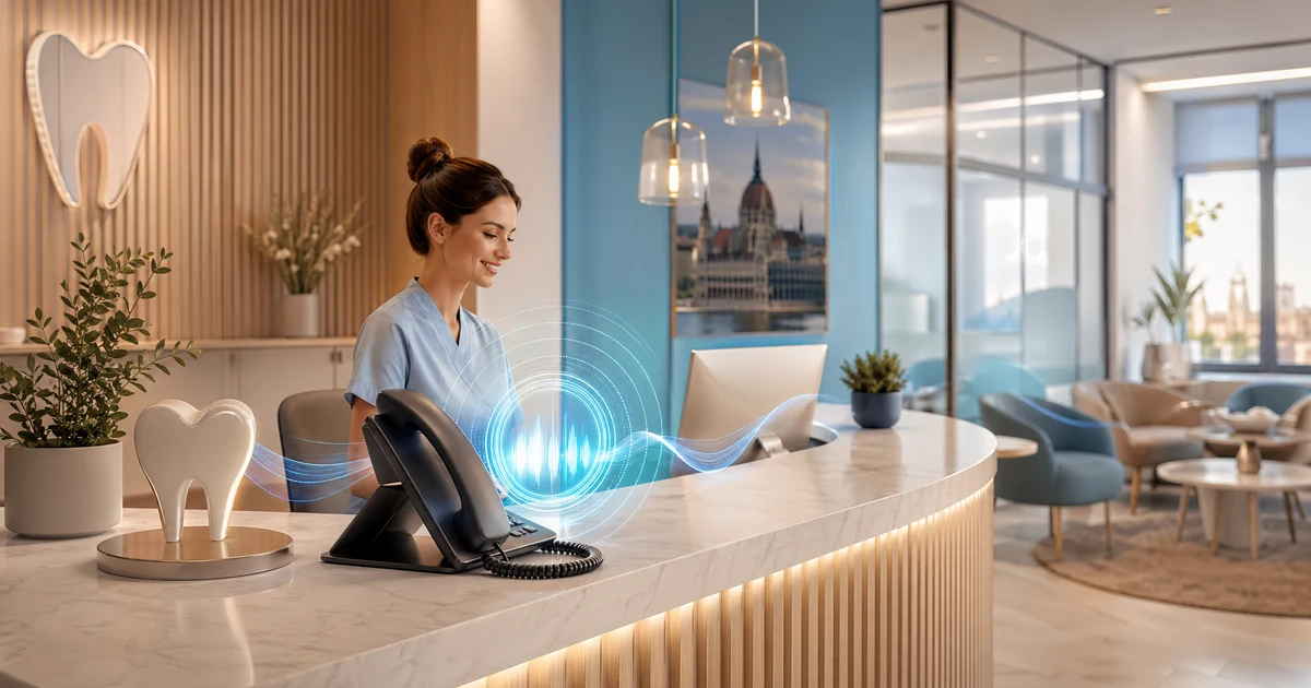 AI recepciós fogászati rendelőknek Magyarországon: Ne veszítsen több pácienst megválaszolatlan hívások miatt — VoiceFleet blog illustration