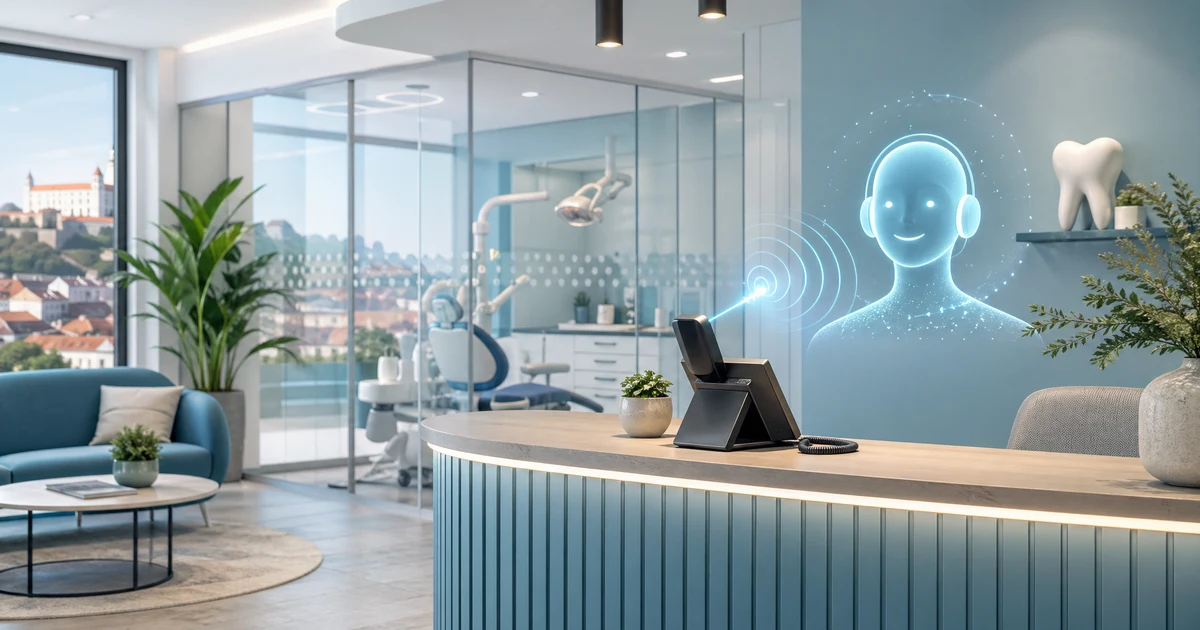 AI recepčný pre zubné kliniky na Slovensku: Prečo moderné zubné praxe prechádzajú na umelú inteligenciu — VoiceFleet blog illustration