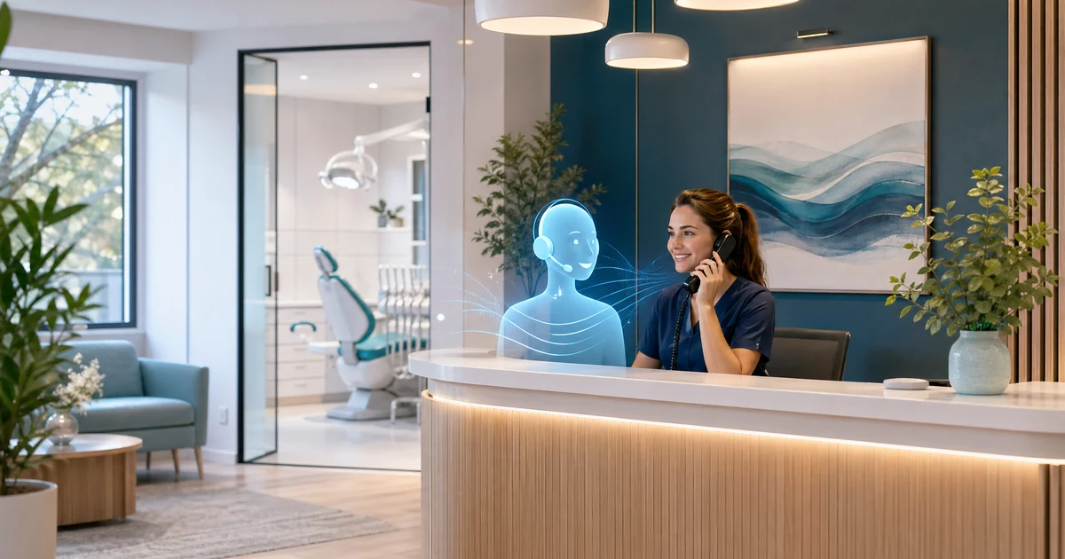 AI-receptionist för tandläkarmottagningar i Sverige — VoiceFleet blog illustration