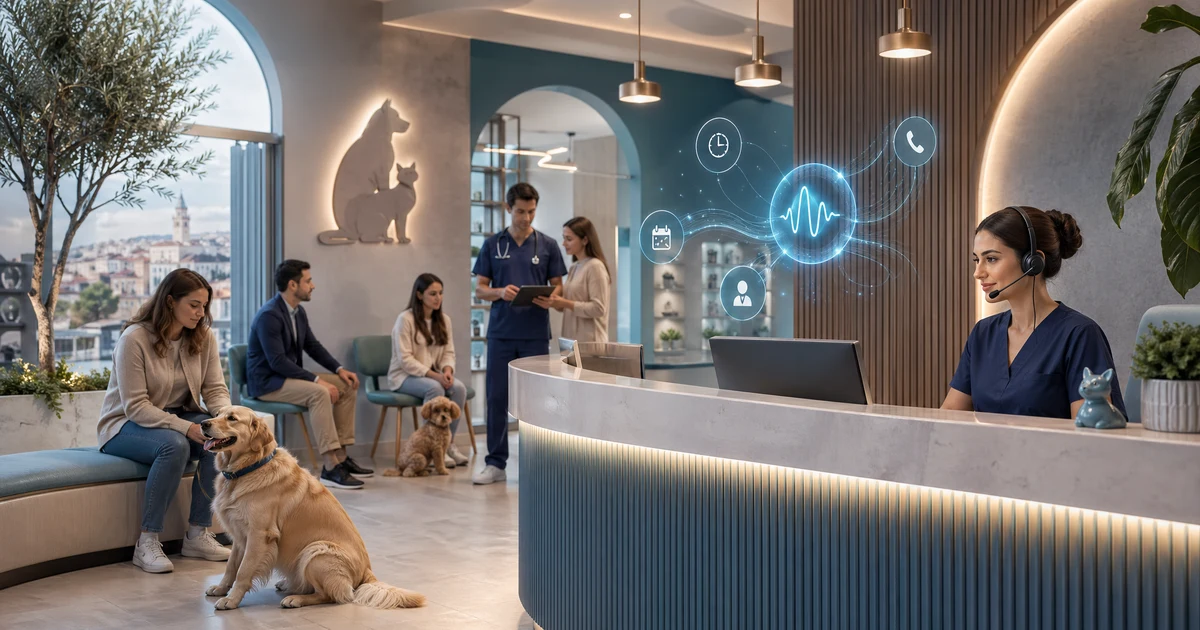 2026’da veteriner klinikleri için AI resepsiyon: acil randevu aramaları, ilk triyaj ve mesai dışı hayvan sahibi talepleri nasıl yönetilir — VoiceFleet blog illustration