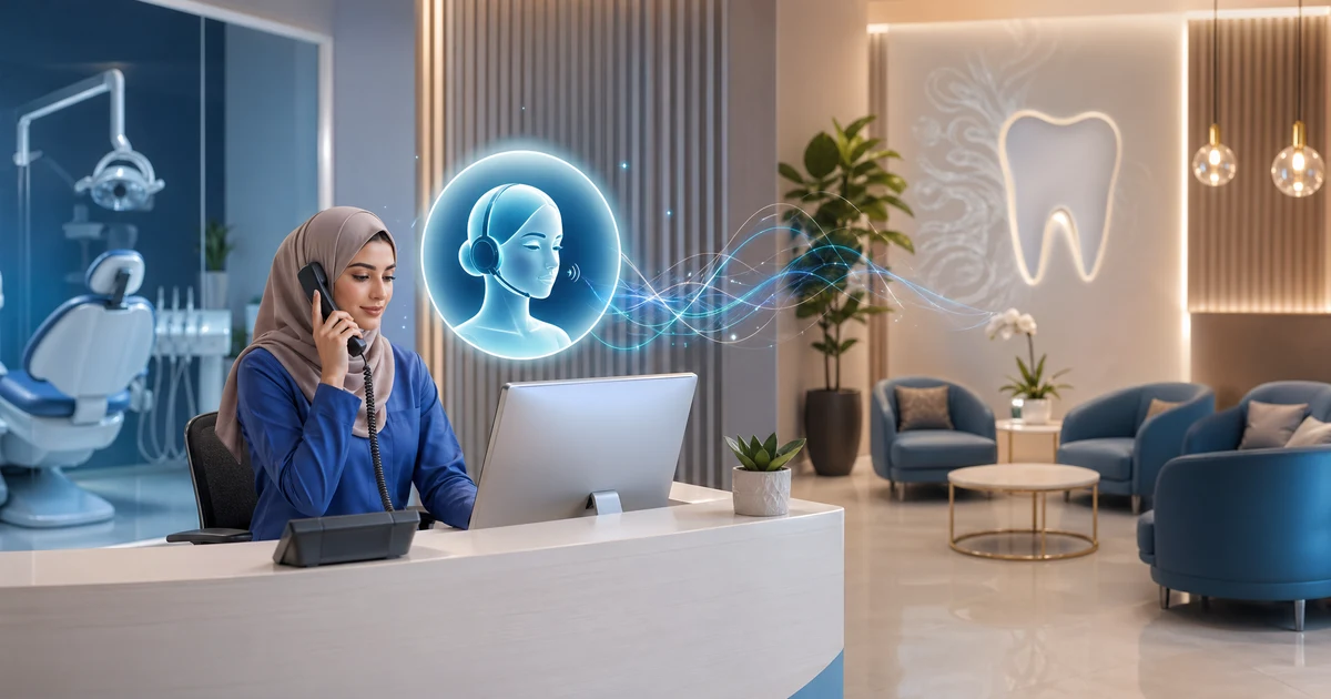 كيف تساعد موظفة الاستقبال بالذكاء الاصطناعي عيادات الأسنان على تقليل حالات عدم الحضور — VoiceFleet blog illustration