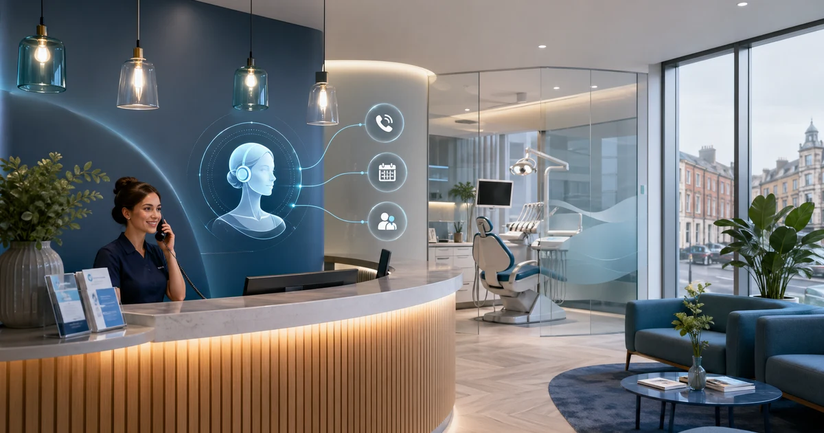 Best AI Receptionist Software That Integrates with Open Dental in 2026 — VoiceFleet blog illustration