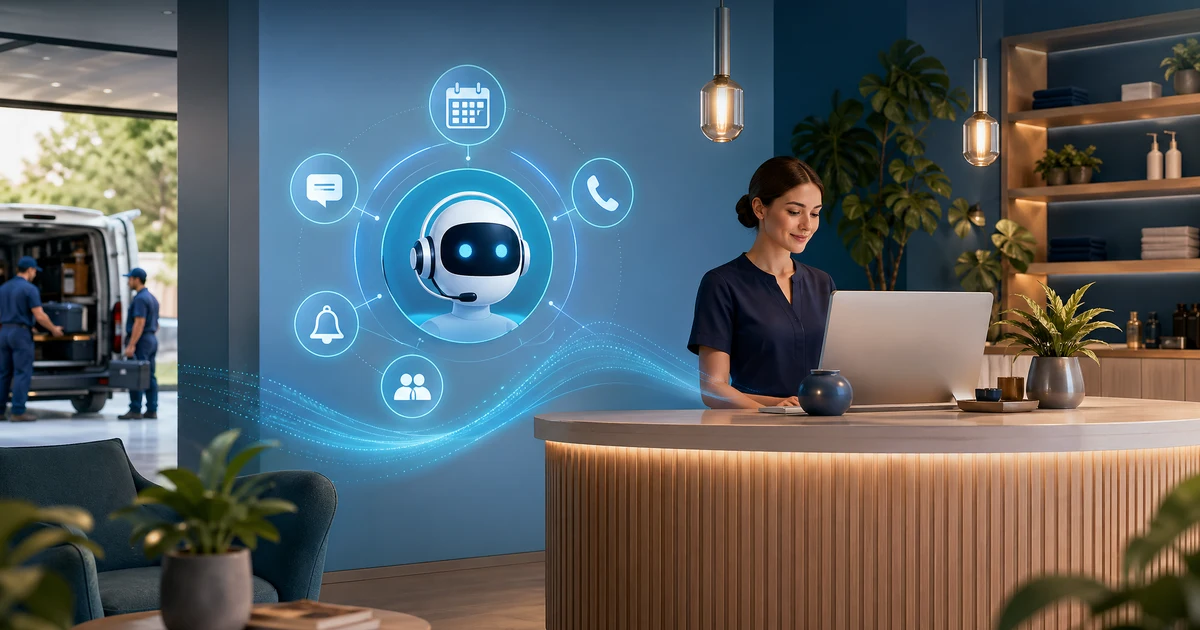 AI recepce pro řemeslníky a terénní služby v roce 2026: jak snížit ztracené poptávky, havarijní volání a zpožděné zpětné hovory — VoiceFleet blog illustration