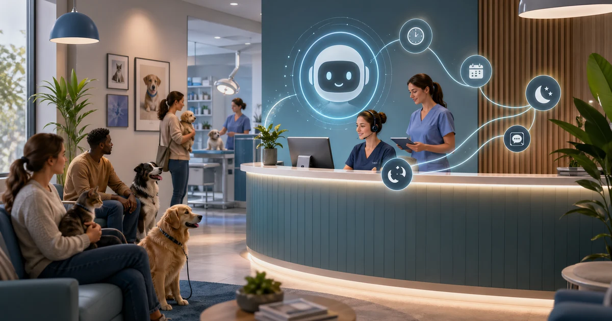 AI recepce pro veterinární kliniky v roce 2026: jak zvládat akutní telefonáty, první triáž a dotazy chovatelů po ordinační době — VoiceFleet blog illustration
