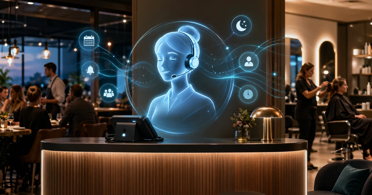 Hvordan saloner og beautyforretninger i 2026 reducerer mistede bookingopkald, ombookinger og henvendelser efter lukketid med en AI-receptionist — VoiceFleet blog illustration