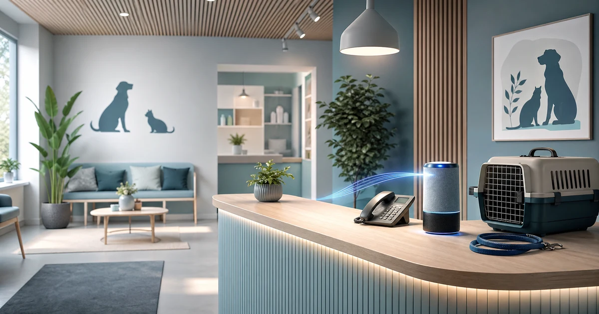 Hvorfor dyrlægeklinikker i Danmark har brug for en AI-receptionist i 2026 — VoiceFleet blog illustration