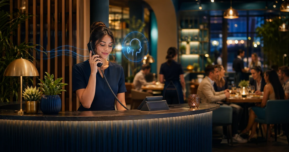 Wie Restaurants 2026 mit KI-Rezeption verpasste Reservierungs-, Take-away- und Abendservice-Anrufe reduzieren — VoiceFleet blog illustration