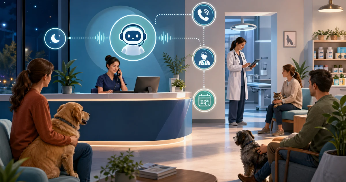IA alla reception delle cliniche veterinarie nel 2026: come gestire chiamate urgenti, triage e richieste fuori orario — VoiceFleet blog illustration