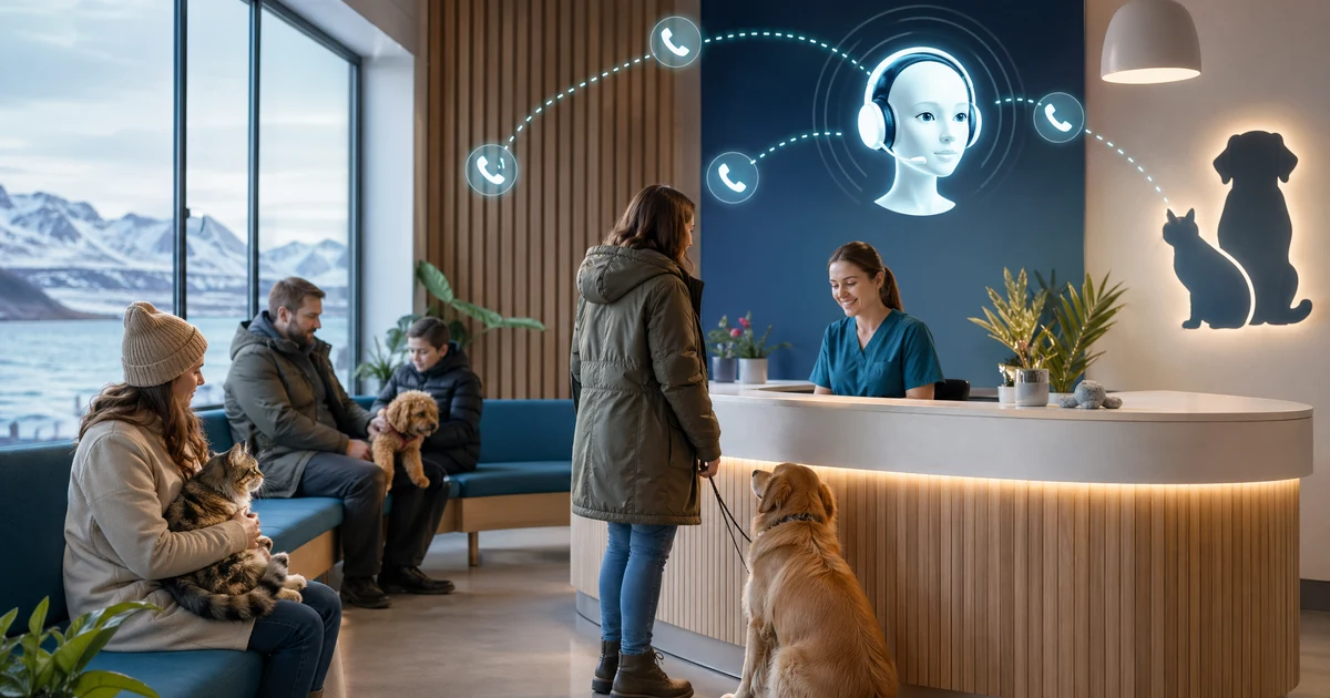 AI símsvörun fyrir dýralæknastofur á Íslandi — VoiceFleet blog illustration