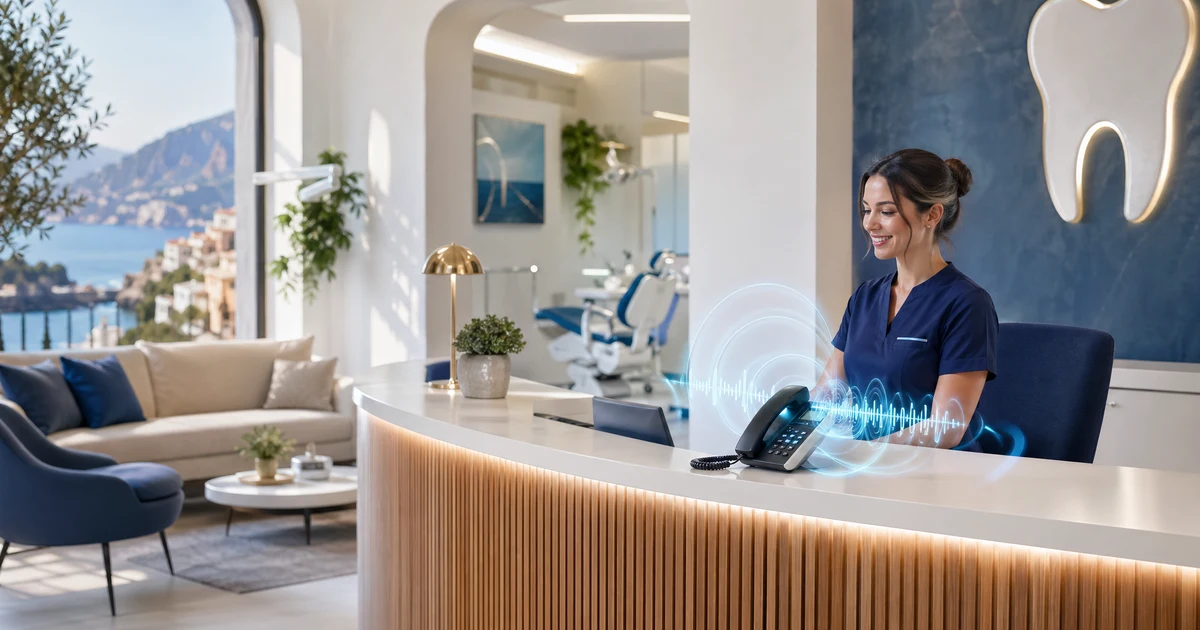 Come le cliniche dentistiche in Italia possono ridurre le mancate presentazioni e gestire le cancellazioni con un receptionist AI — VoiceFleet blog illustration