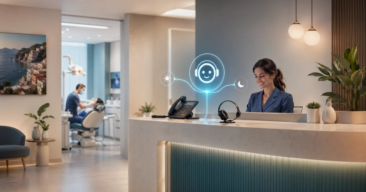 Come le cliniche odontoiatriche in Italia possono smettere di perdere chiamate di nuovi pazienti con un receptionist AI — VoiceFleet blog illustration