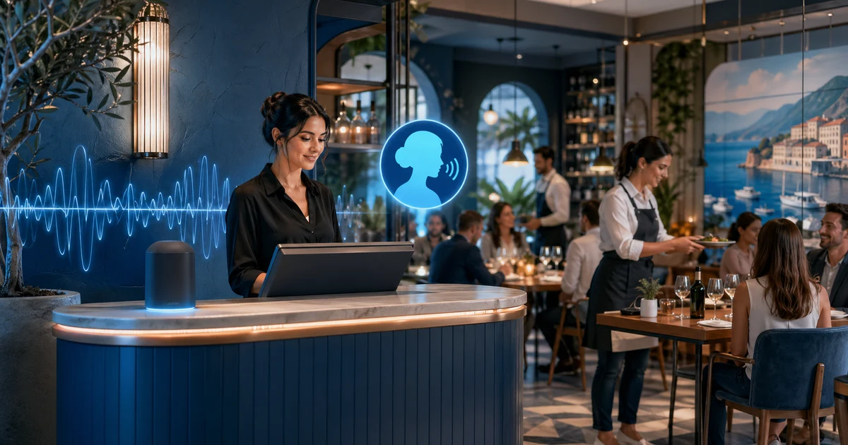 Ristoranti in Italia: come un receptionist IA gestisce turni, coperti e richieste di asporto senza bloccare la sala — VoiceFleet blog illustration