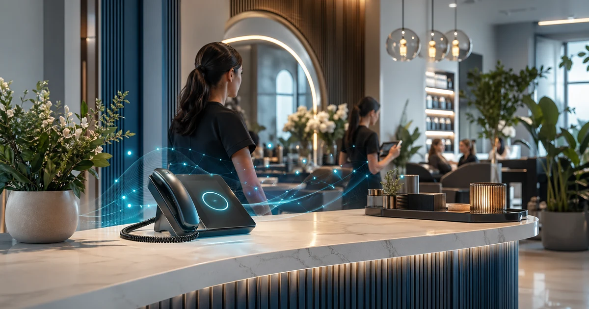 KI-Rezeption für Salons 2026: Wie Beauty-Betriebe in Deutschland verpasste Buchungsanrufe, Umbuchungen und After-Hours-Anfragen besser steuern — VoiceFleet blog illustration