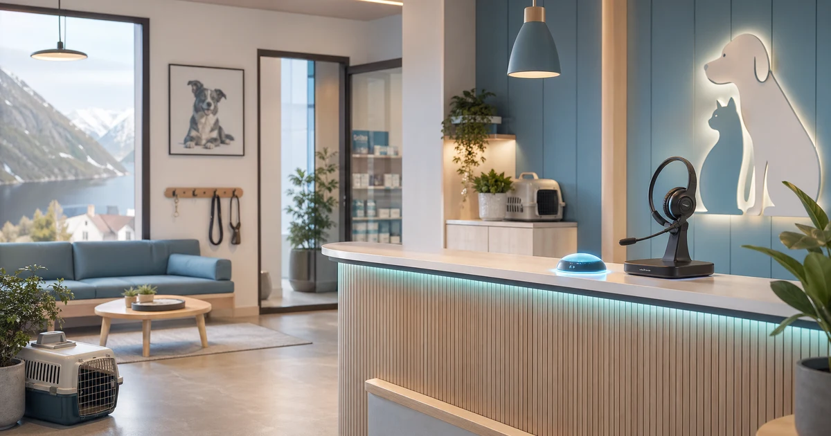 Hvorfor veterinærklinikker i Norge trenger en AI-resepsjonist i 2026 — VoiceFleet blog illustration