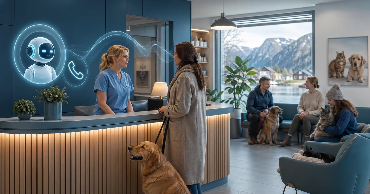 AI telefonsvarer for veterinærklinikker i Norge — VoiceFleet blog illustration