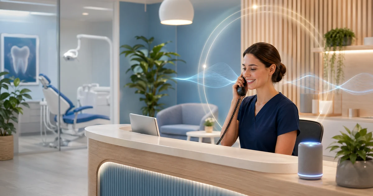 Hvordan tannklinikker i Norge kan kutte manglende oppmøte og fylle avbestillinger med en AI-resepsjonist — VoiceFleet blog illustration