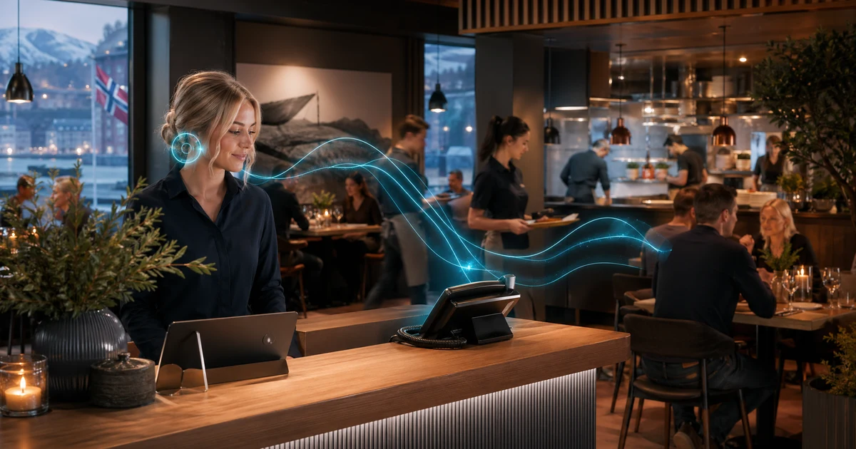 Slik sikrer restauranter i Norge helgens reservasjoner og takeaway-samtaler med en AI-resepsjonist — VoiceFleet blog illustration