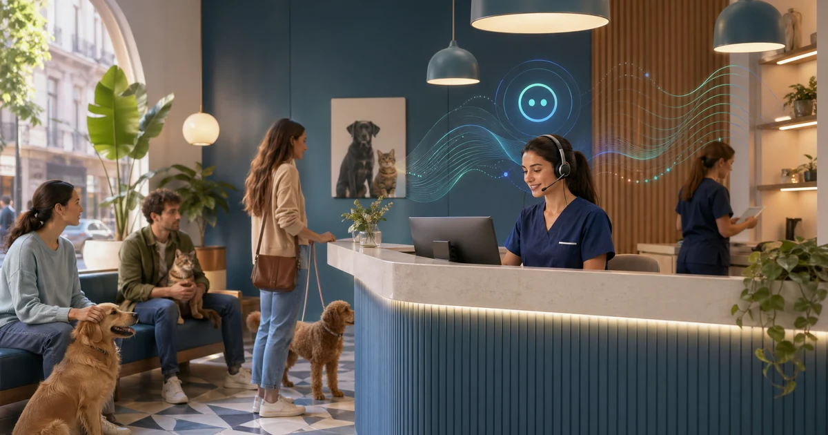 Recepcionista IA para Veterinarias en Buenos Aires: Cómo Ordenar WhatsApp, Turnos y Mostrador sin Perder Clientes — VoiceFleet blog illustration