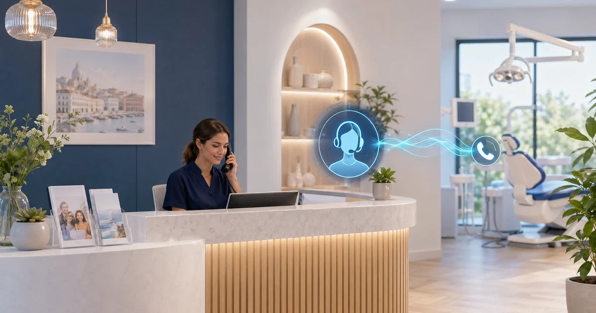 Réceptionniste IA pour cabinets dentaires : ne perdez plus jamais un appel patient — VoiceFleet blog illustration