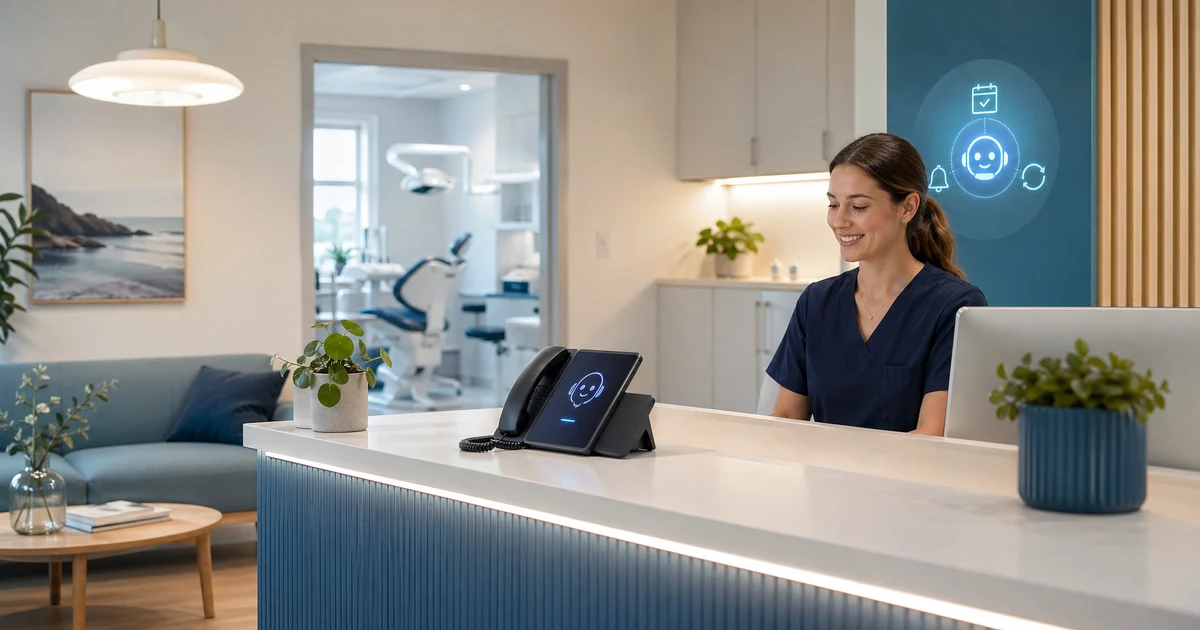 Hur en AI-receptionist minskar uteblivna tandläkarbesök i Sverige — VoiceFleet blog illustration