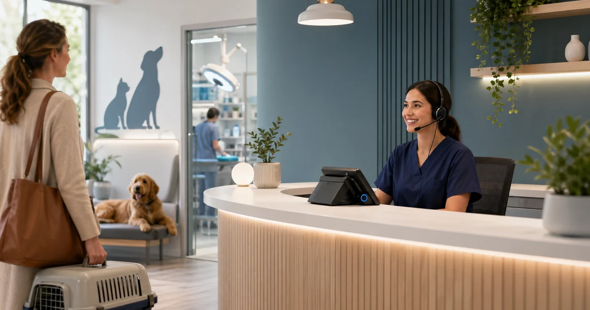 Varför veterinärkliniker i Sverige behöver en AI-receptionist 2026 — VoiceFleet blog illustration